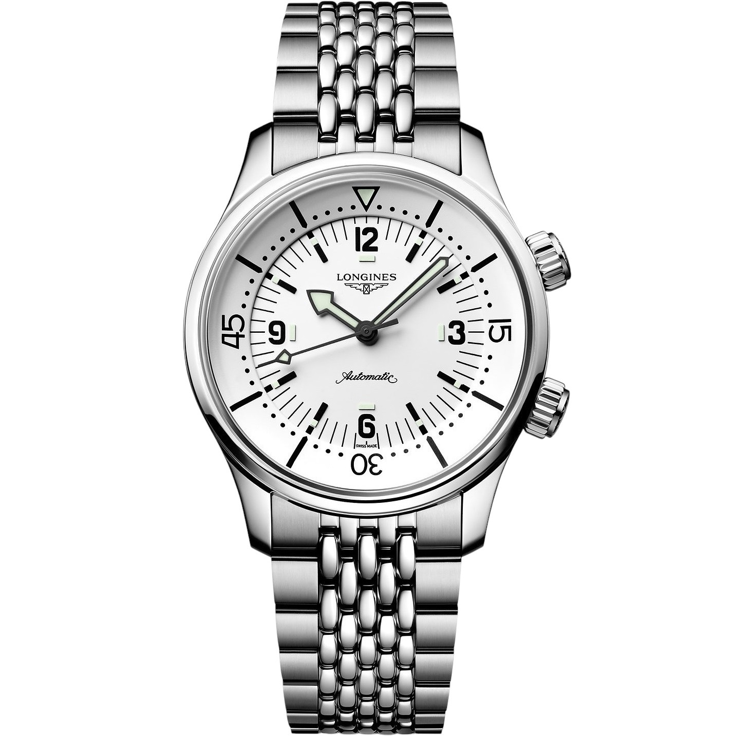 LONGINES Legend Diver White Dial 39mm Silver Stainless Steel Bracelet L37644166 - 