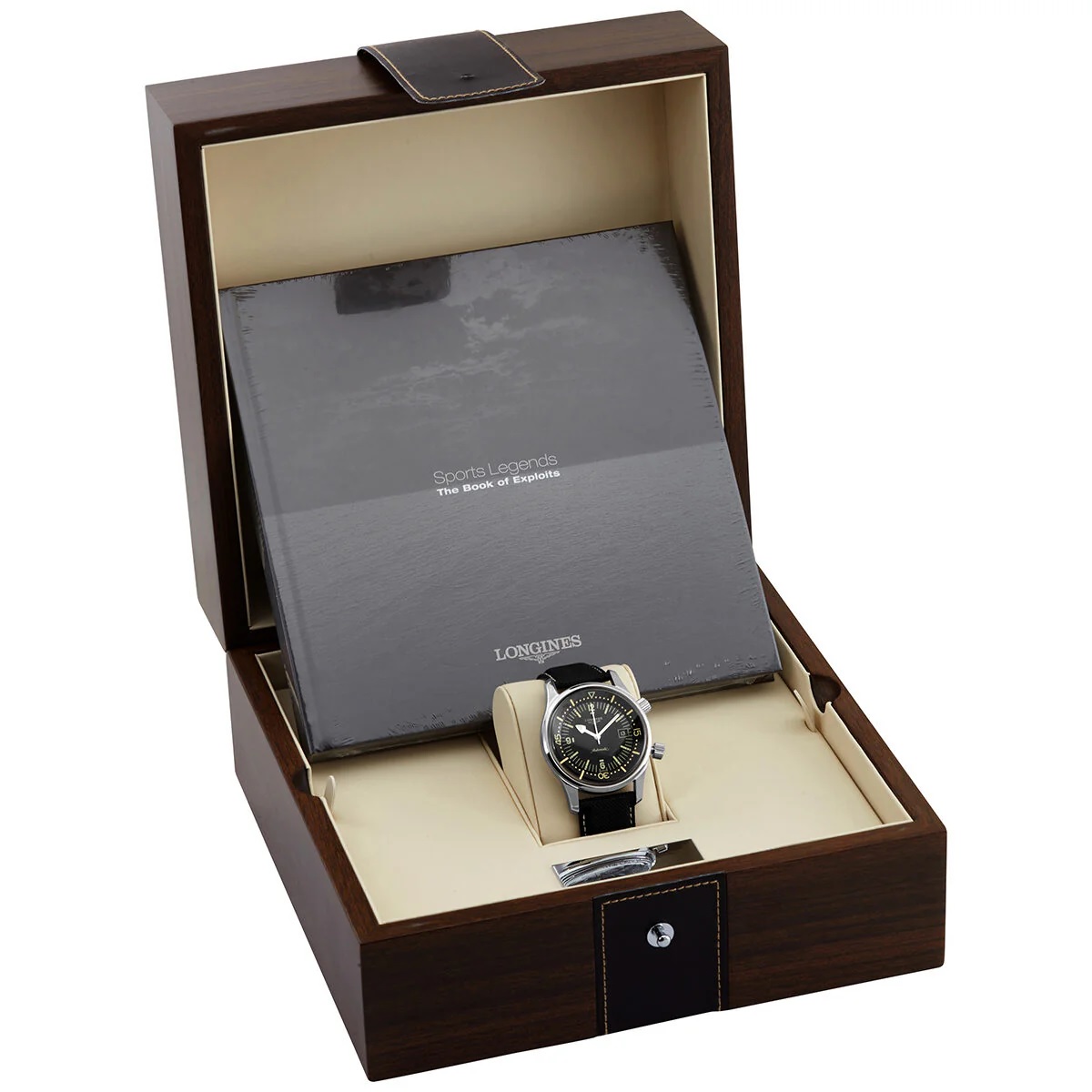 LONGINES Legend Diver Black Dial 42mm Silver Stainless Steel Black Leather Strap L37744500 - 11