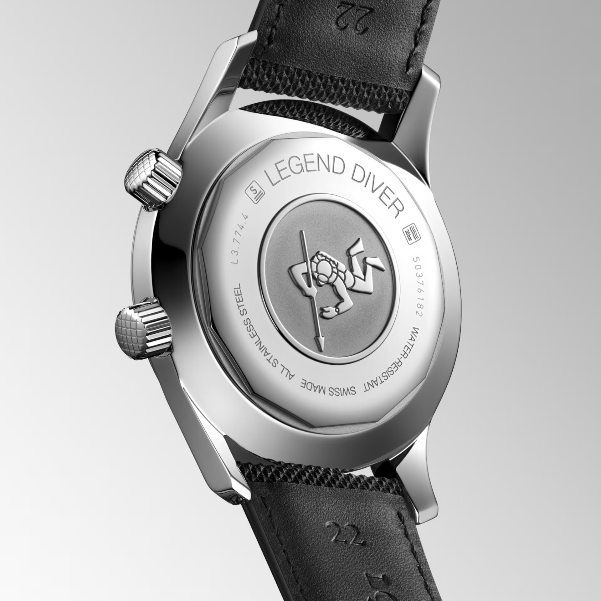 LONGINES Legend Diver Black Dial 42mm Silver Stainless Steel Black Leather Strap L37744500 - 7