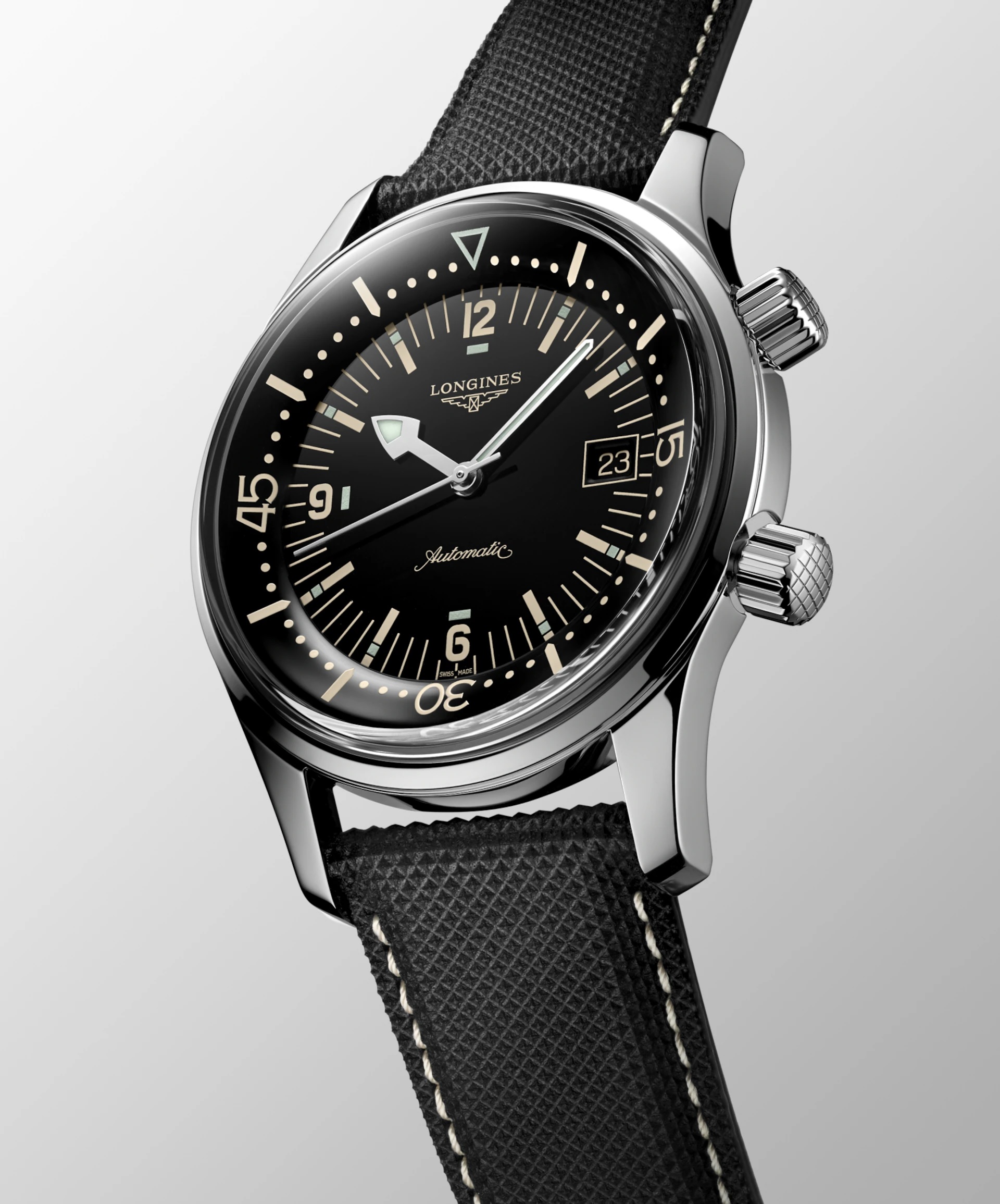 LONGINES Legend Diver Black Dial 42mm Silver Stainless Steel Black Leather Strap L37744500 - 8