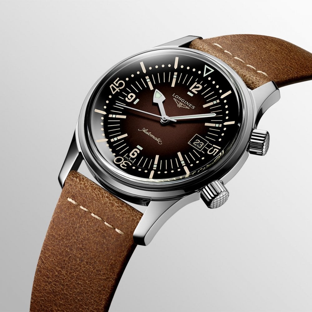 LONGINES Legend Diver Brown 42mm Silver Stainless Steel Brown Leather Strap L37744602 - 4