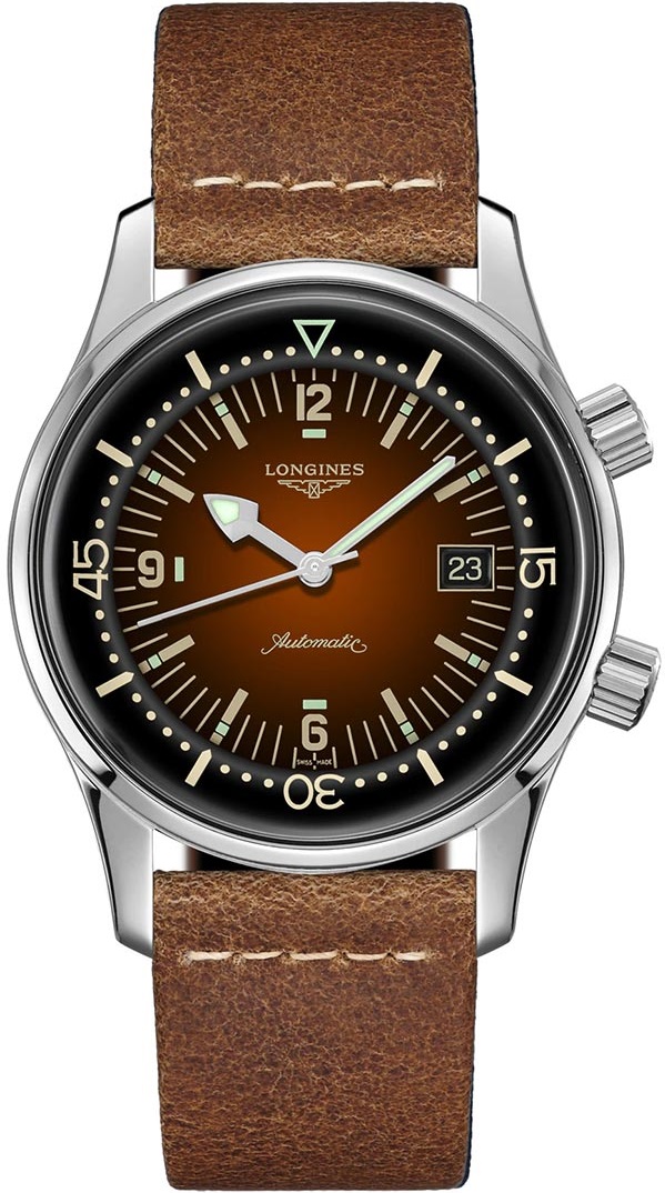 LONGINES Legend Diver Brown 42mm Silver Stainless Steel Brown Leather Strap L37744602 - 