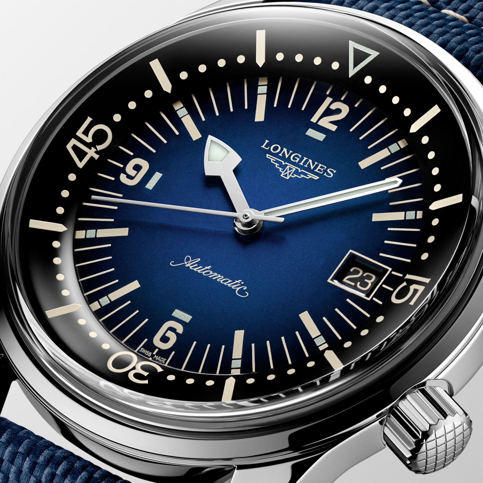 LONGINES Legend Diver Blue Dial 42mm Silver Stainless Steel Blue Leather Strap L37744902 - 