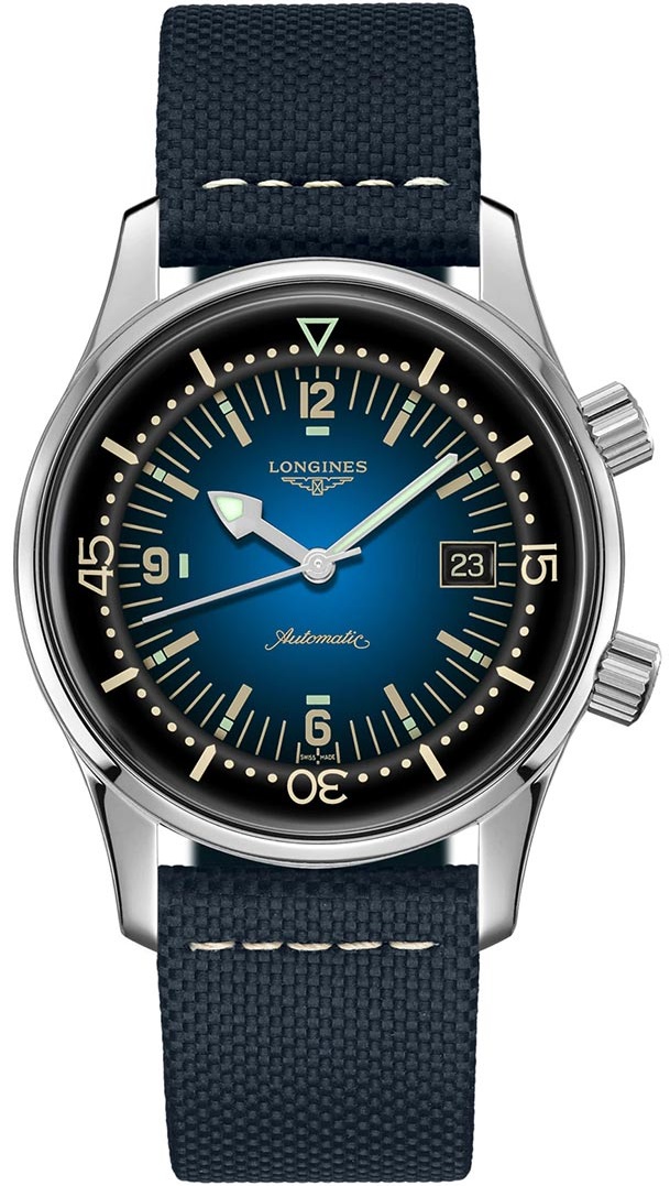 LONGINES Legend Diver Blue Dial 42mm Silver Stainless Steel Blue Leather Strap L37744902 - 