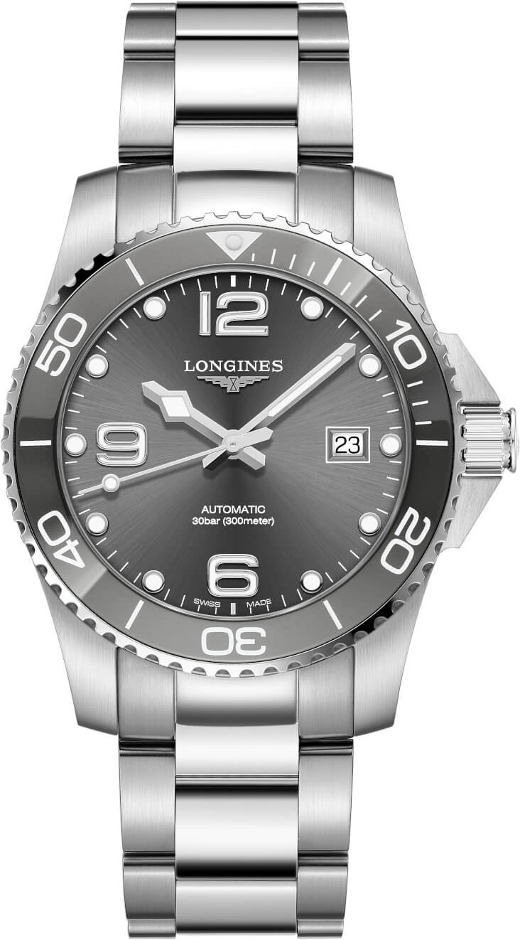 LONGINES Hydro Conquest Ceramic Automatic 41mm Silver Stainless Steel Bracelet L37814766 - 