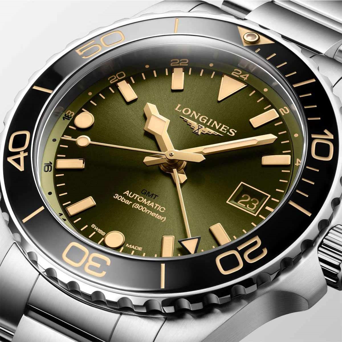 LONGINES HydroConquest GMT Ceramic Automatic Green Dial 41mm Silver Stainless Steel Bracelet L37904066 - 4