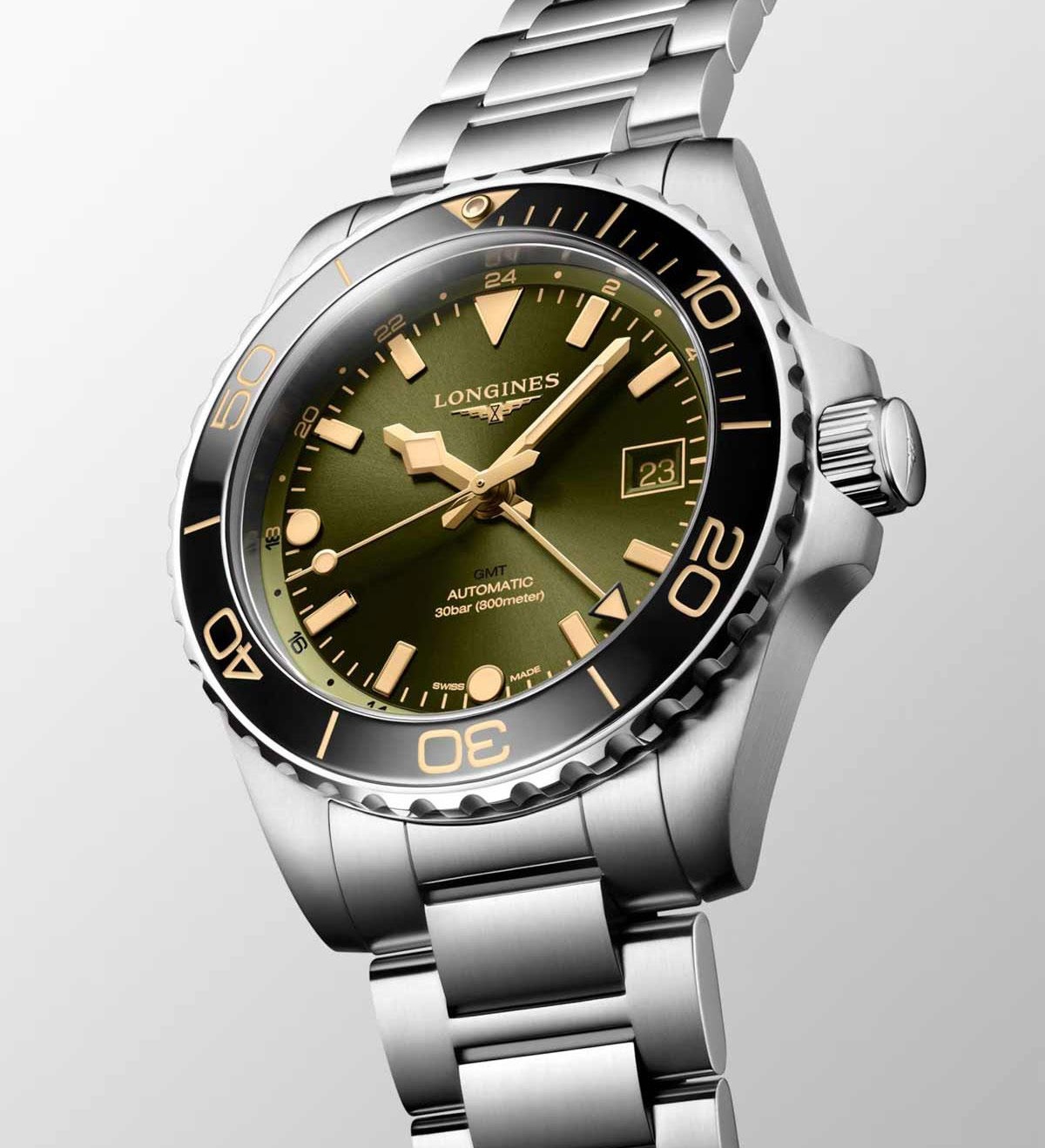 LONGINES HydroConquest GMT Ceramic Automatic Green Dial 41mm Silver Stainless Steel Bracelet L37904066 - 3