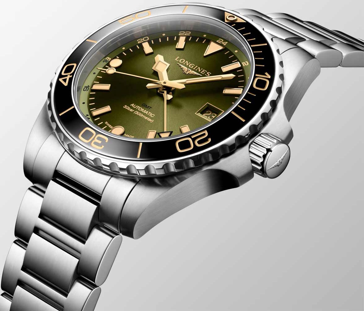 LONGINES HydroConquest GMT Ceramic Automatic Green Dial 41mm Silver Stainless Steel Bracelet L37904066 - 