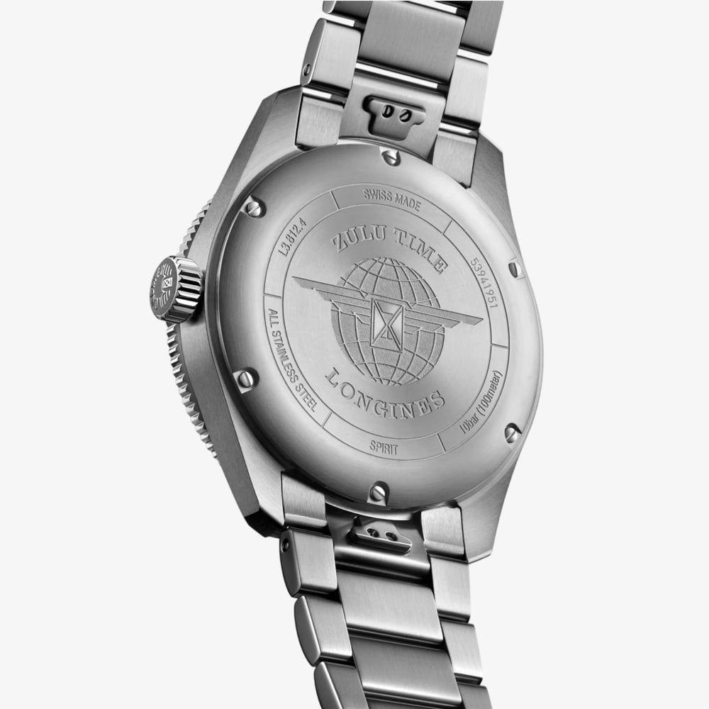 LONGINES Spirit Zulu Time Anthracite Gold Dial 42mm Silver Stainless Steel Bracelet L38124606 - 5