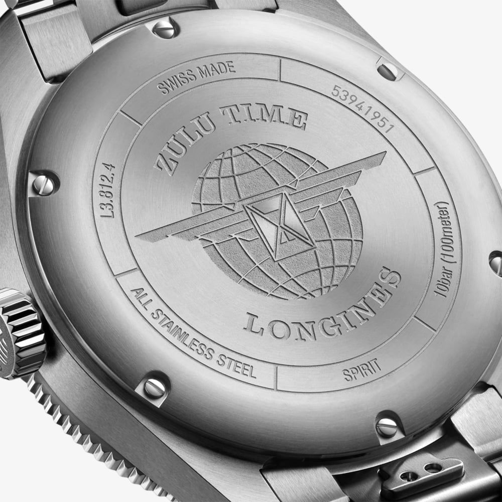 LONGINES Spirit Zulu Time Anthracite Gold Dial 42mm Silver Stainless Steel Bracelet L38124606 - 4