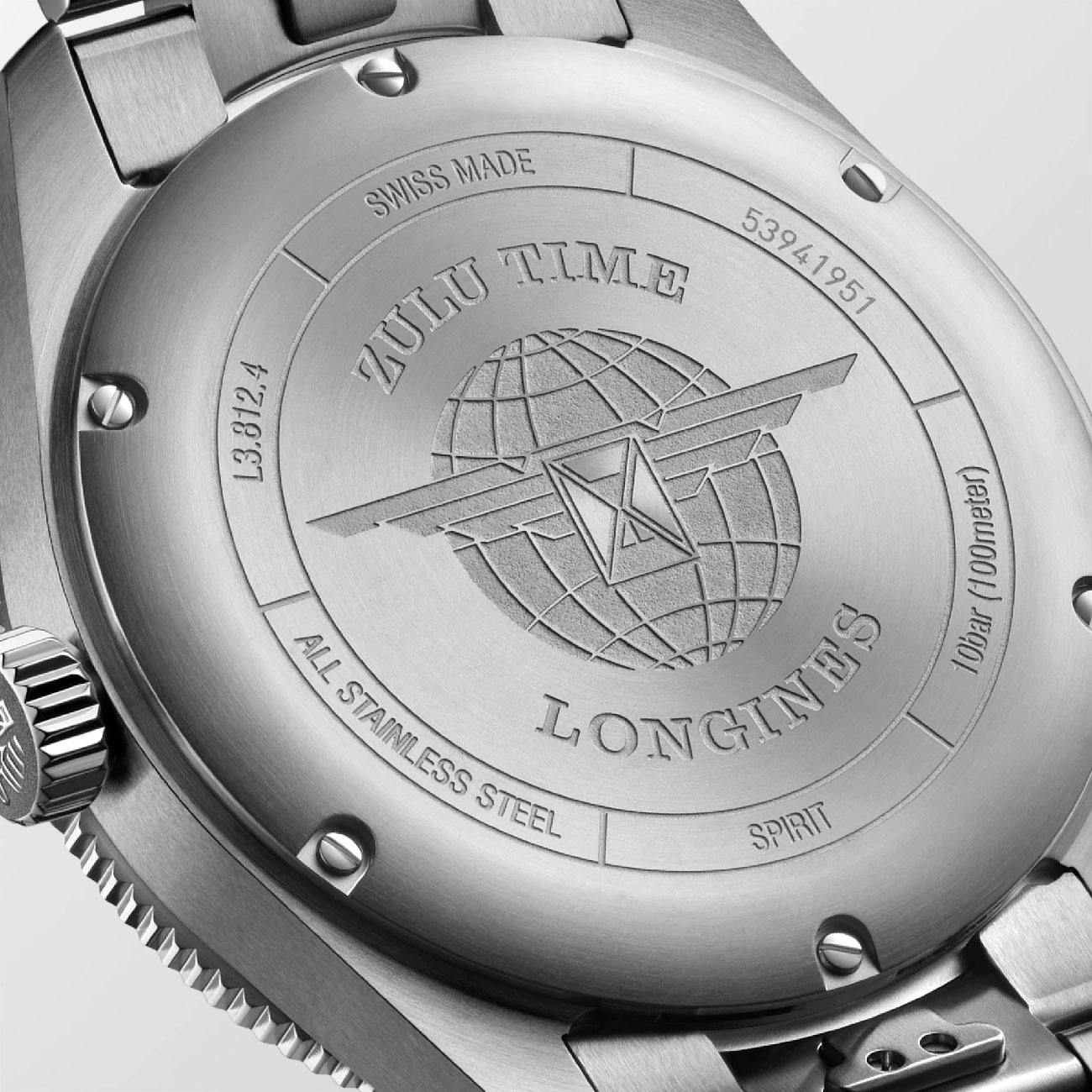 LONGINES Spirit Zulu Time Black Gold Dial 42mm Silver Stainless Steel Bracelet L38124636 - 4