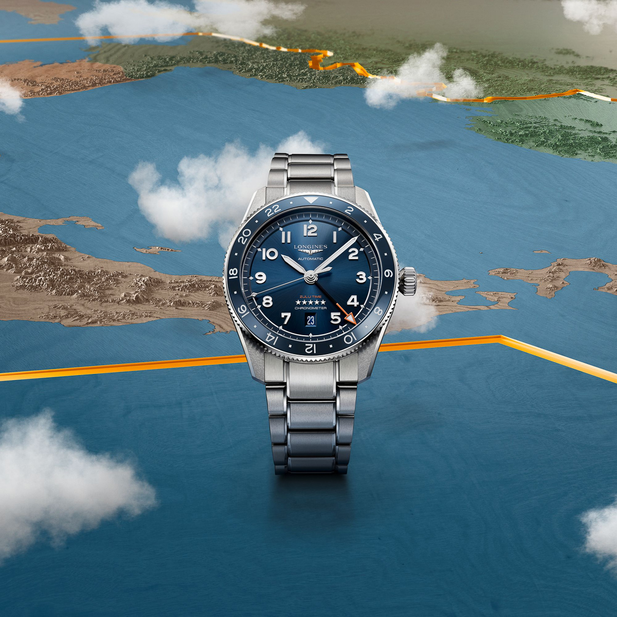 LONGINES Spirit Zulu Time 42mm Silver Stainless Steel Bracelet L38124936 - 4