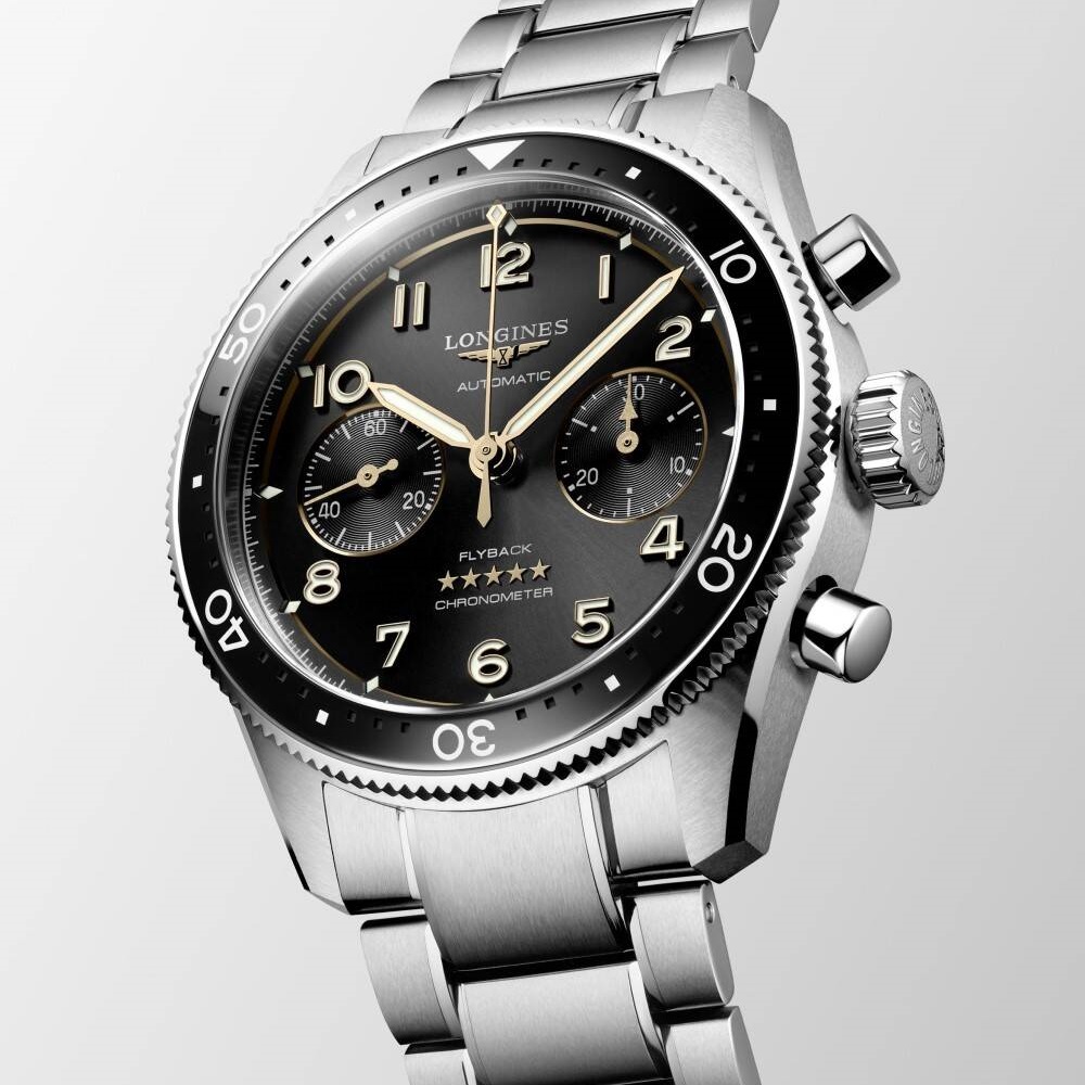 LONGINES Spirit Flyback Chronograph Black Dial 42mm Silver Stainless Steel Bracelet L38214536 - 3