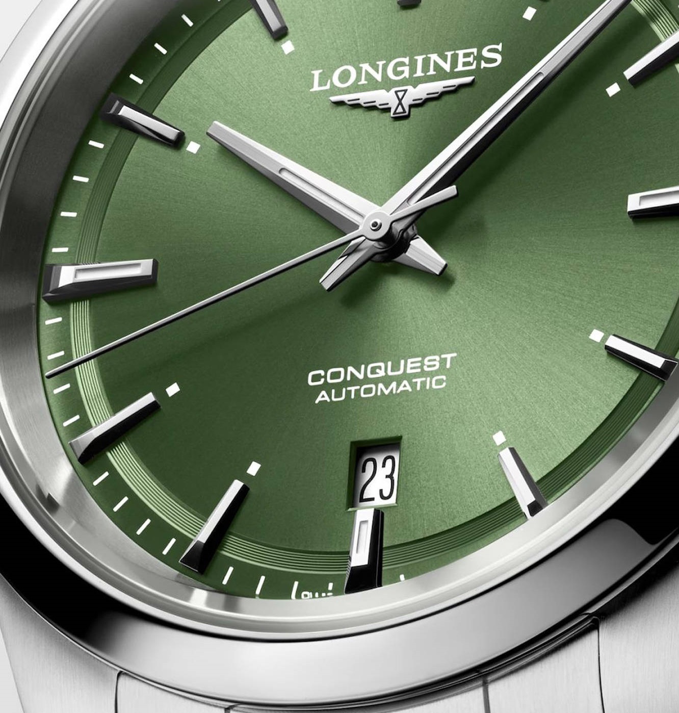 LONGINES Conquest Automatic Sunray Green Dial 41mm Silver Stainless Steel Bracelet L38304026 - 