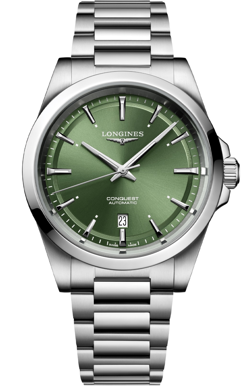 LONGINES Conquest Automatic Sunray Green Dial 41mm Silver Stainless Steel Bracelet L38304026 - 