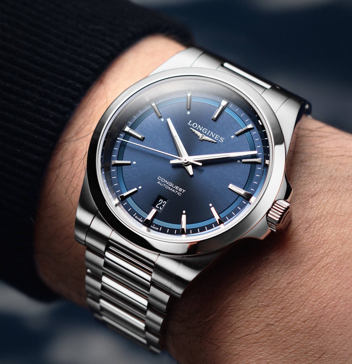 LONGINES Conquest Automatic Sunray Blue Dial 41mm Silver Stainless Steel Bracelet L38304926 - 4