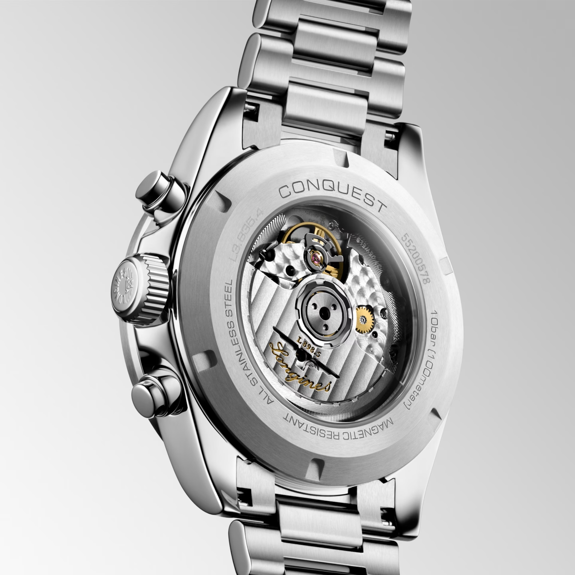 LONGINES Conquest Chronograph Automatic Black With Silver Counters Dial 42mm Silver Stainless Steel Bracelet L38354526 - 5