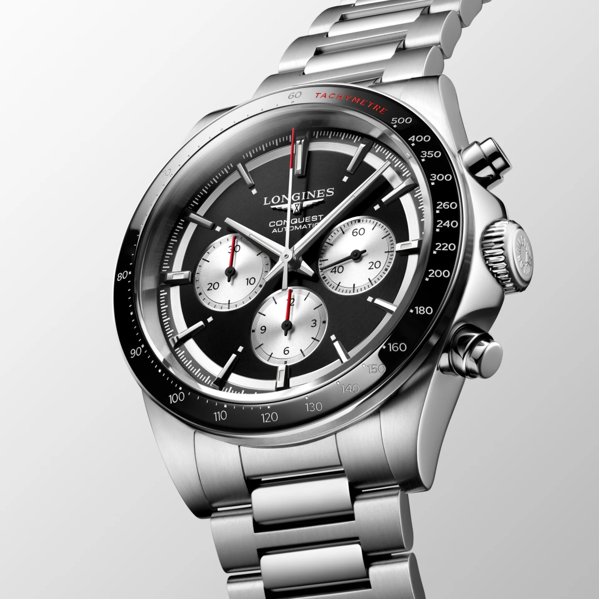 LONGINES Conquest Chronograph Automatic Black With Silver Counters Dial 42mm Silver Stainless Steel Bracelet L38354526 - 3