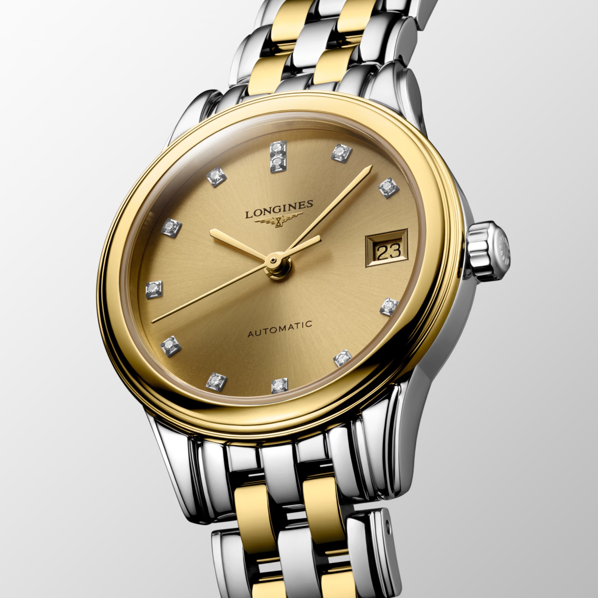 LONGINES Flagship Automatic Gold Dial with Diamonds 26mm Two Tone Gold Stainless Steel Bracelet L42743377 - 5