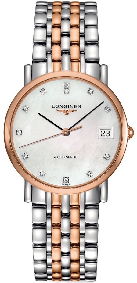 LONGINES Elegant Collection Automatic 34.5mm Two Tone Rose Gold & Silver Stainless Steel Bracelet L48095877 - 