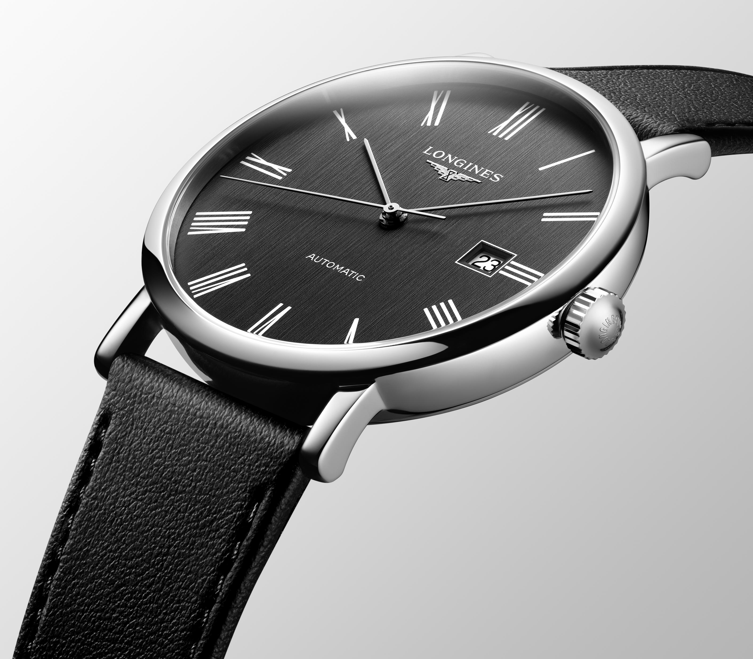 LONGINES Elegant Collection Automatic 41mm Silver Stainless Steel Leather Strap L49114712 - 4