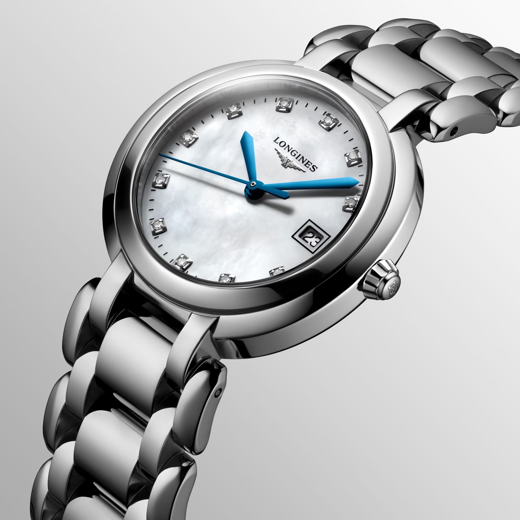 LONGINES PrimaLuna Diamonds 34mm Silver Stainless Steel Bracelet L81144876 - 