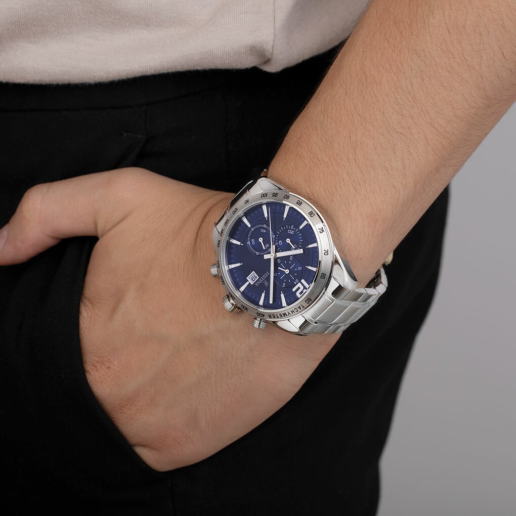 FESTINA Timeless Chronograph Blue Dial 43.5mm Silver Stainless Steel Bracelet F16759/3 - 3