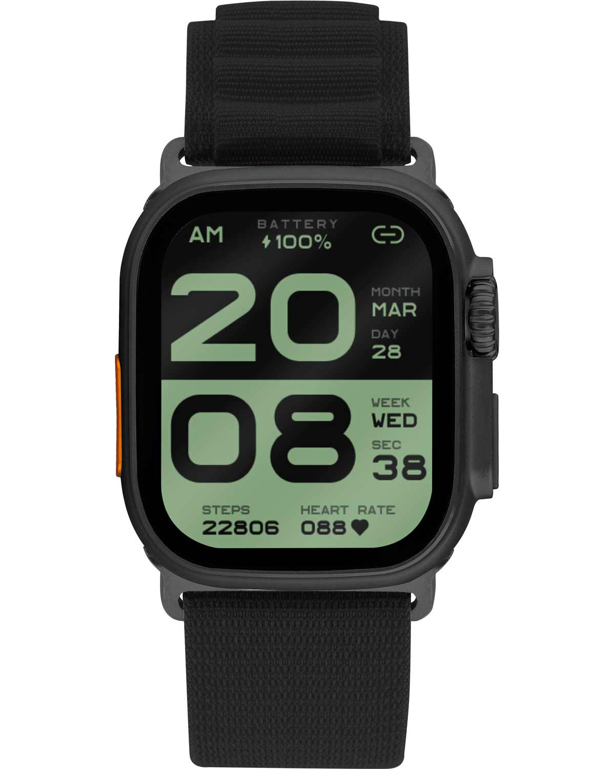 LEE COOPER Square Edge Plus Smartwatch 49 x 43mm Black Metal Black Fabric Strap LC.SM.3.12 - 