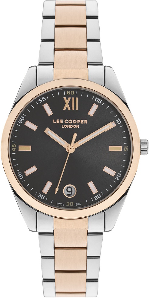 LEE COOPER Three Hands 34mm Two Tone Rose Gold & Silver Super Metal Bracelet LC07102.560 - 1