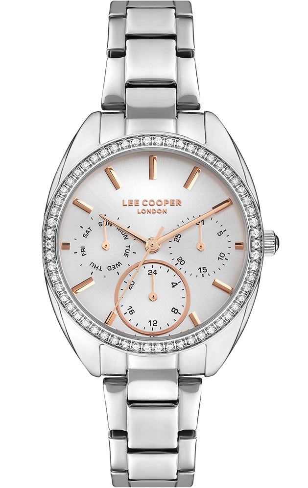 LEE COOPER Crystals Multifunction 34mm Silver Super Metal Bracelet LC07408.330 - 
