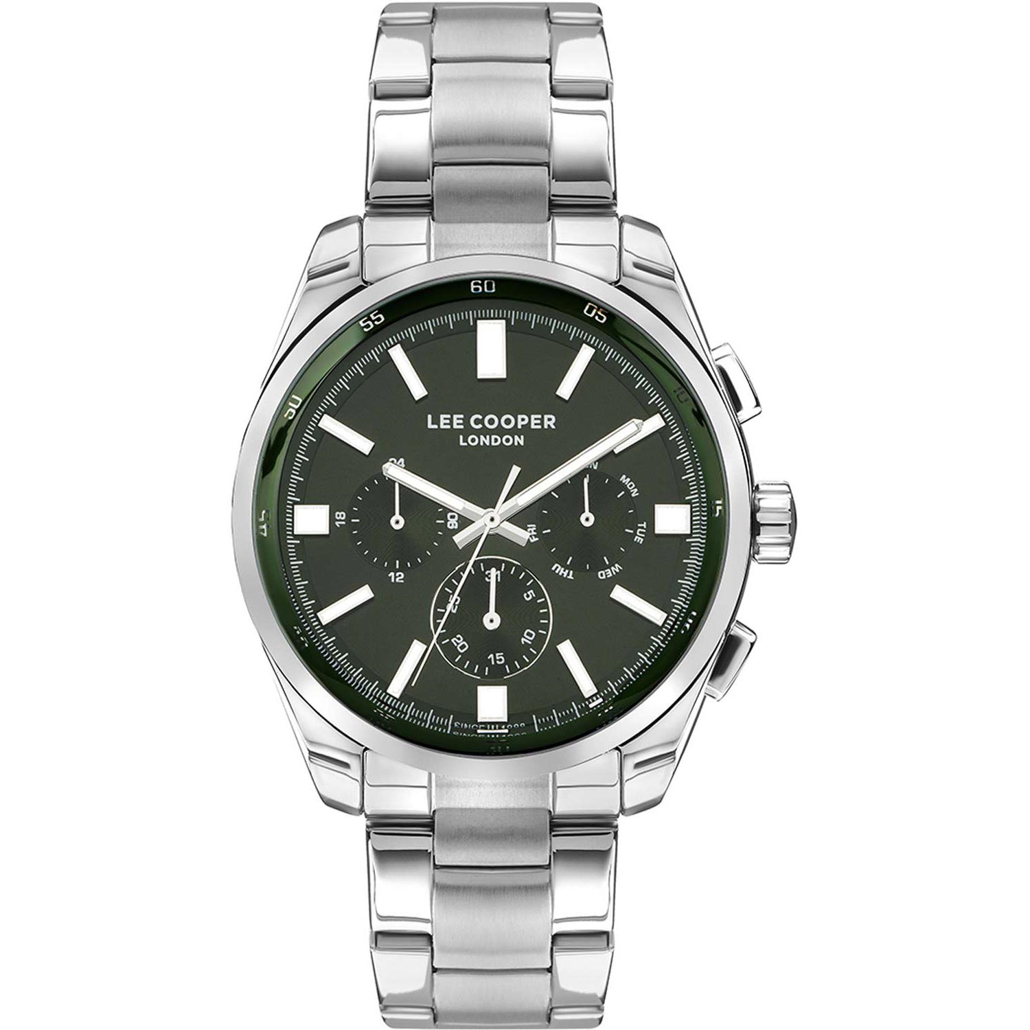 LEE COOPER Multifunction Green Dial 46mm Silver Stainless Steel Bracelet LC07513.370-MP - 