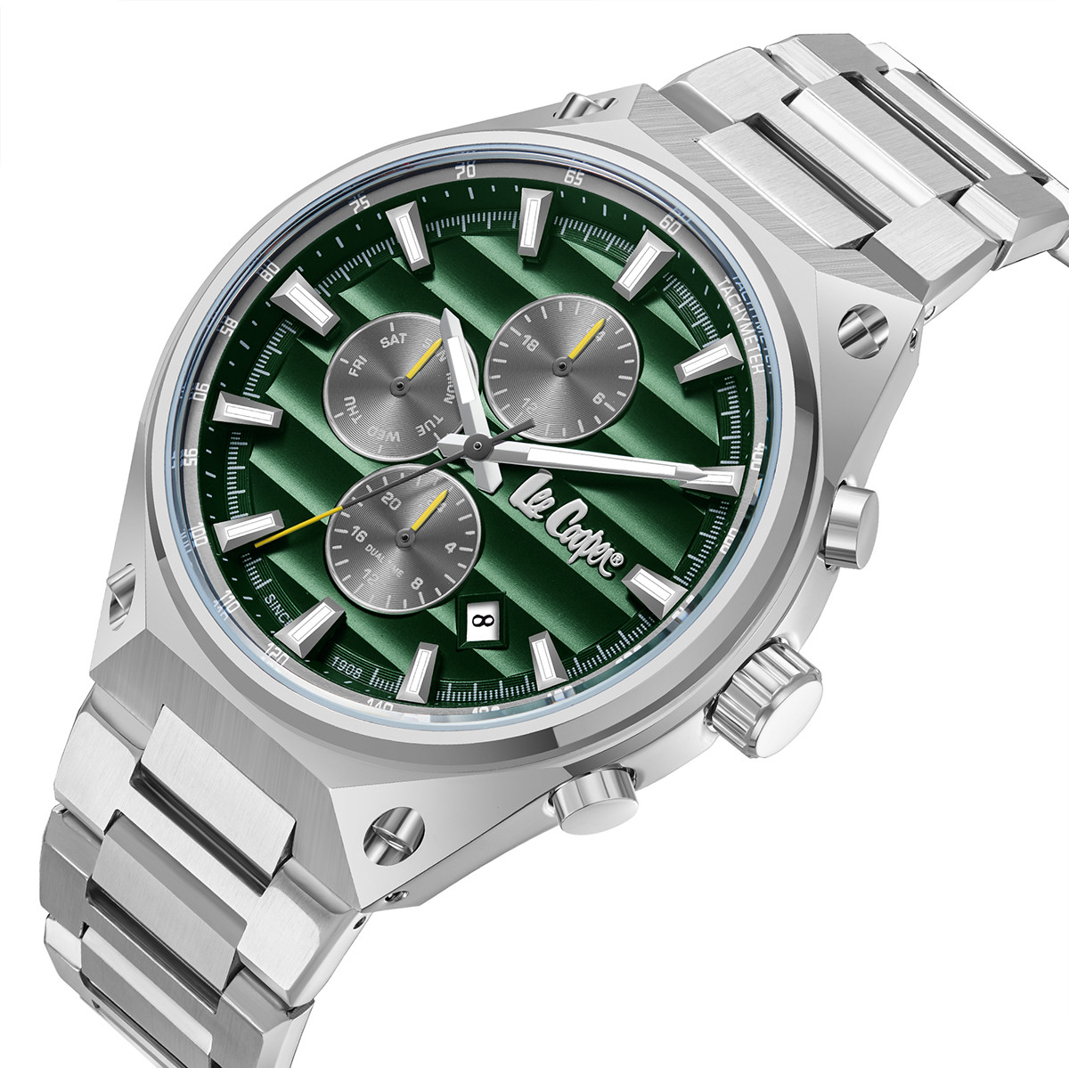 LEE COOPER Dual Time Multifunction Green Dial 45mm Silver Stainless Steel Bracelet LC08026.370 - 3