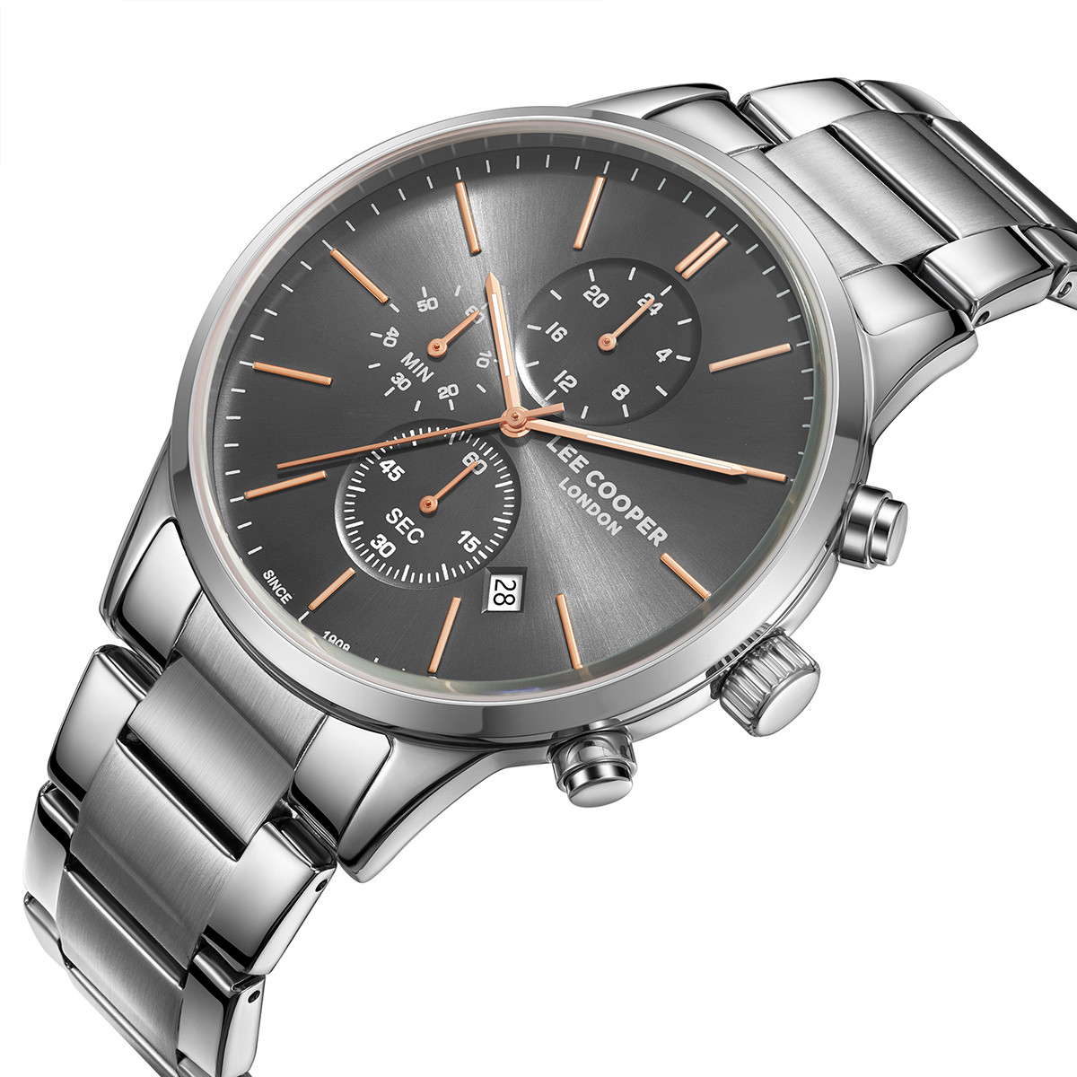 LEE COOPER Chronograph Anthracite Dial 43.5mm Silver Stainless Steel Bracelet LC08042.360 - 4