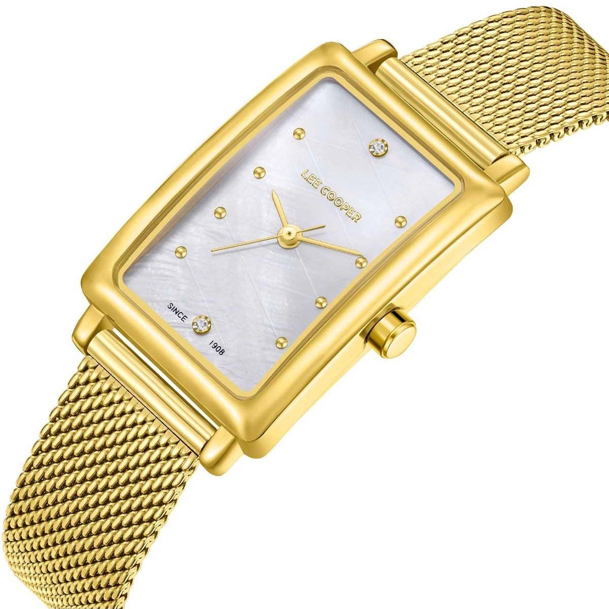 LEE COOPER Ladies White Pearl Dial 22mm Gold Stainless Steel Bracelet LC08076.120 - 