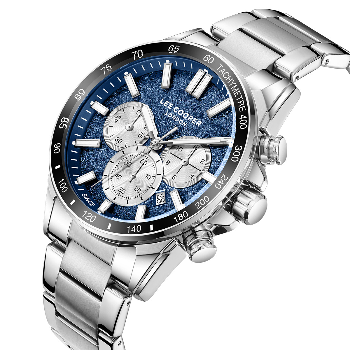 LEE COOPER Multifunction Blue Dial 42mm Silver Stainless Steel Bracelet LC08240.390 - 