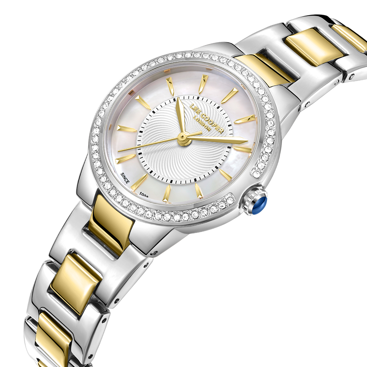 LEE COOPER Lady's Crystals Silver Dial 30mm Two Tone Gold Stainless Steel Bracelet LC08295.220 - 