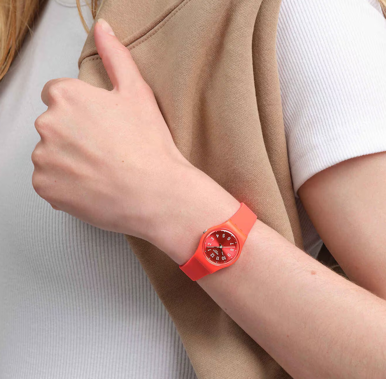 SWATCH Notes Of Coral 25mm Red Silicone Strap LP165 - 4