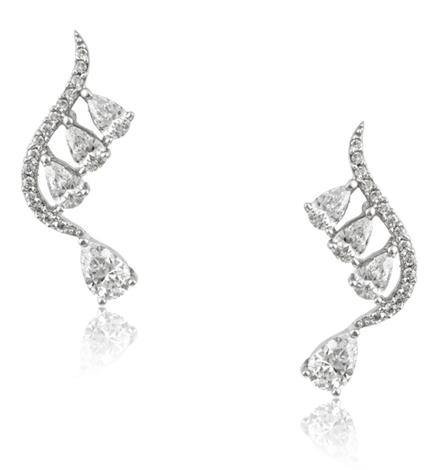 EARRINGS Full Stones SENZIO Collection White Gold K14 with Zircon Stones M0030EAW