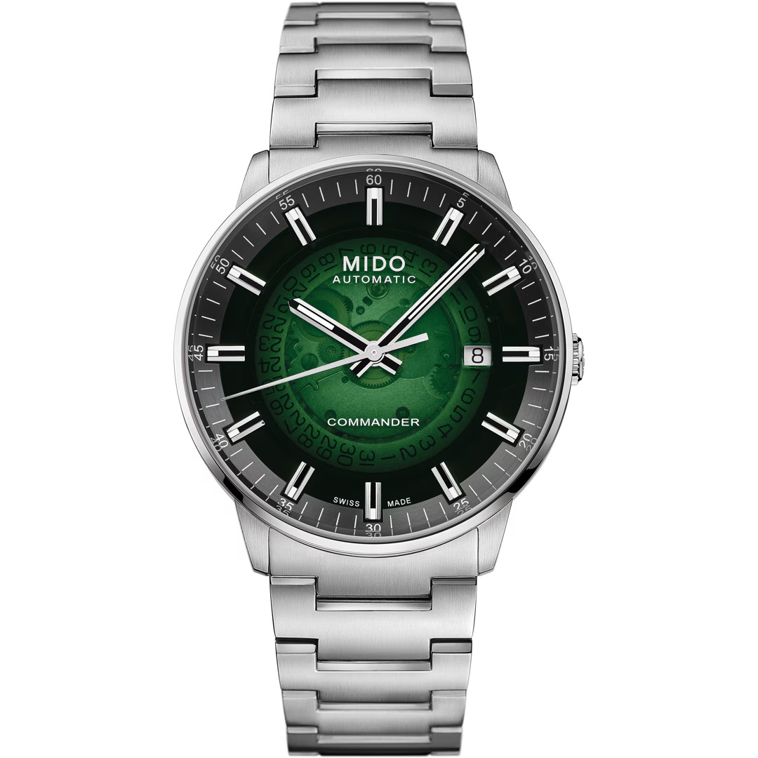 MIDO Commander Gradient See-Through Green Dial 40mm Silver Stainless Steel Bracelet M021.407.11.411.03 - 