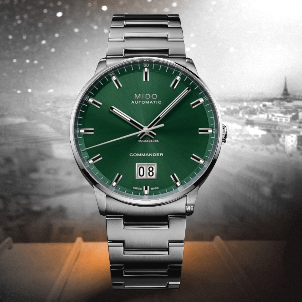 MIDO Commander Big Date Automatic Green Dial 42mm Silver Stainless Steel Bracelet M021.626.11.091.00 - 5