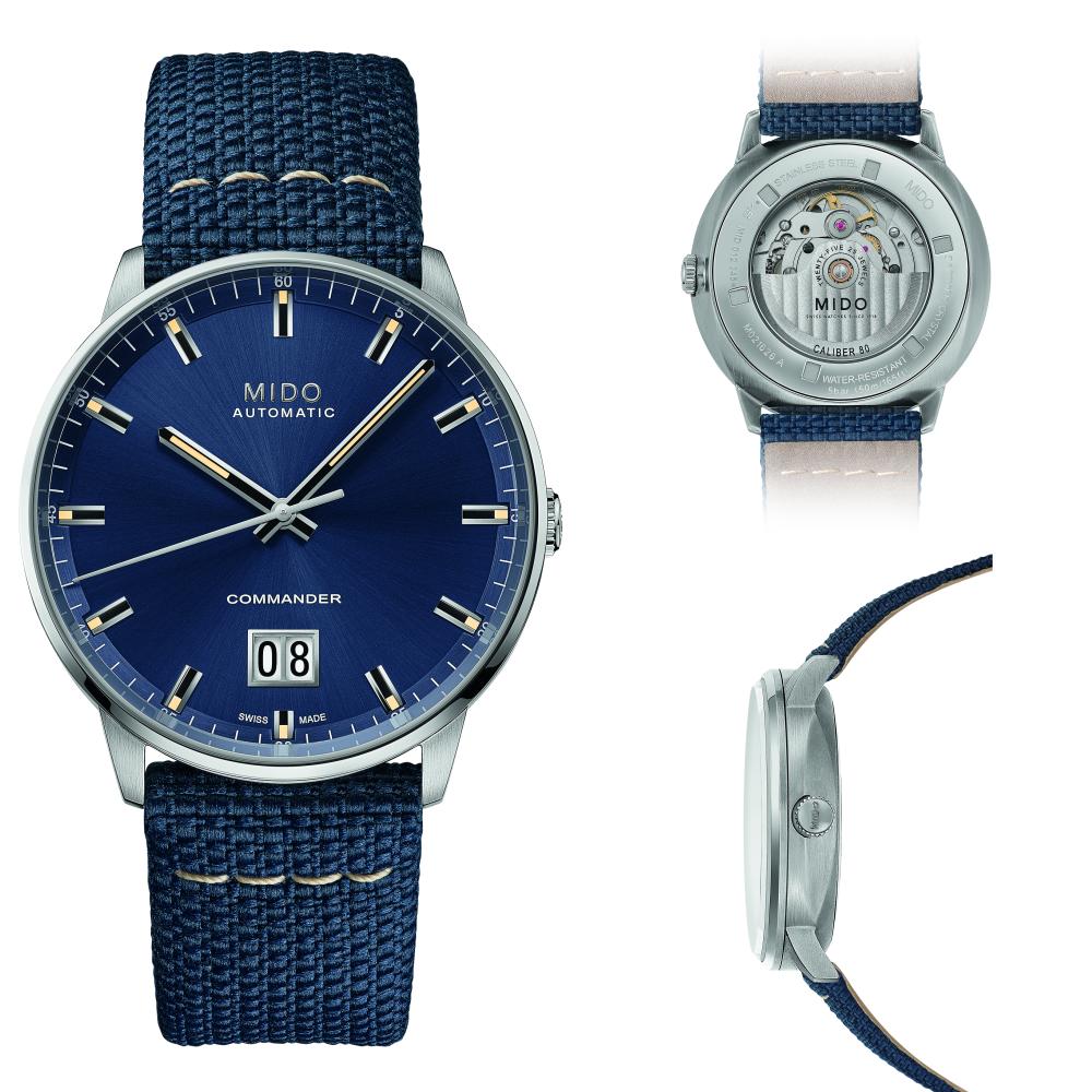 MIDO Commander Big Date Automatic Blue Dial 42mm Silver Stainless Steel Blue Fabric Strap M021.626.17.041.00 - 