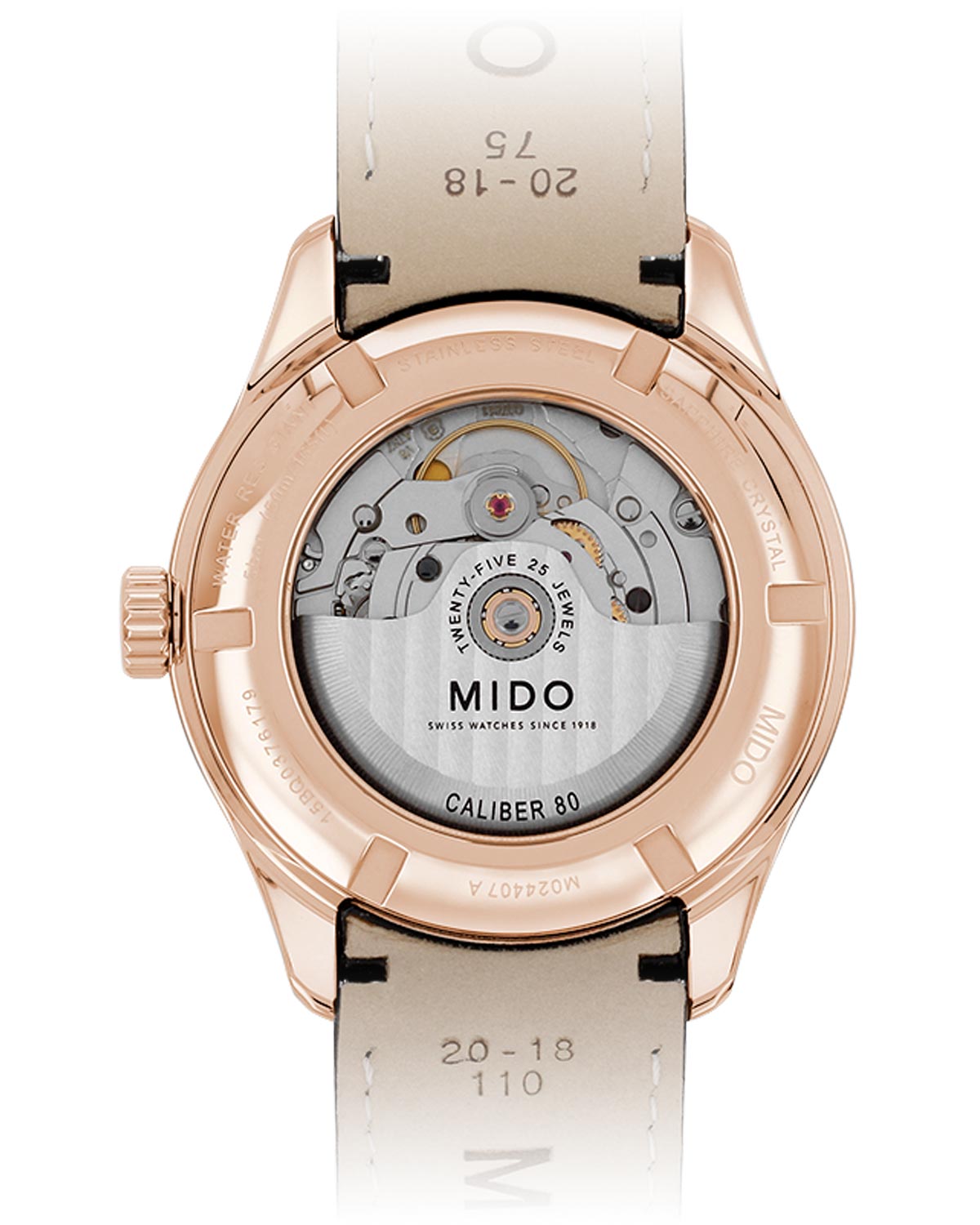 MIDO Belluna Sunray Automatic 40mm Rose Gold Stainless Steel Black Leather Strap M024.407.36.031.00 - 3