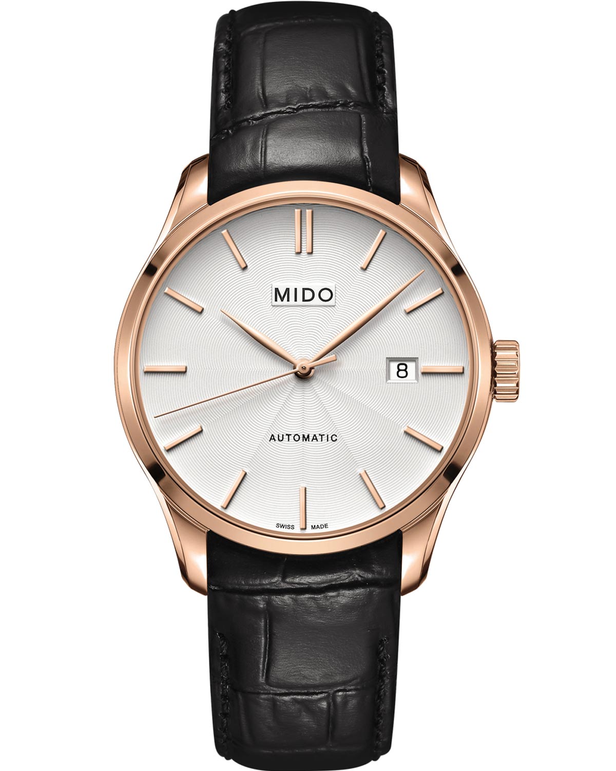 MIDO Belluna Sunray Automatic 40mm Rose Gold Stainless Steel Black Leather Strap M024.407.36.031.00 - 1