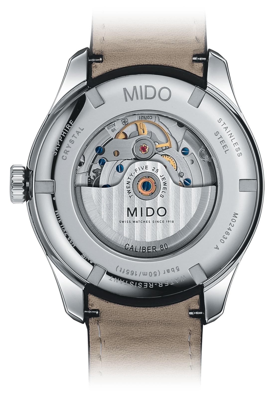 MIDO Belluna Sunray Automatic 42.5mm Silver Stainless Steel Black Leather Strap M024.630.16.051.00 - 