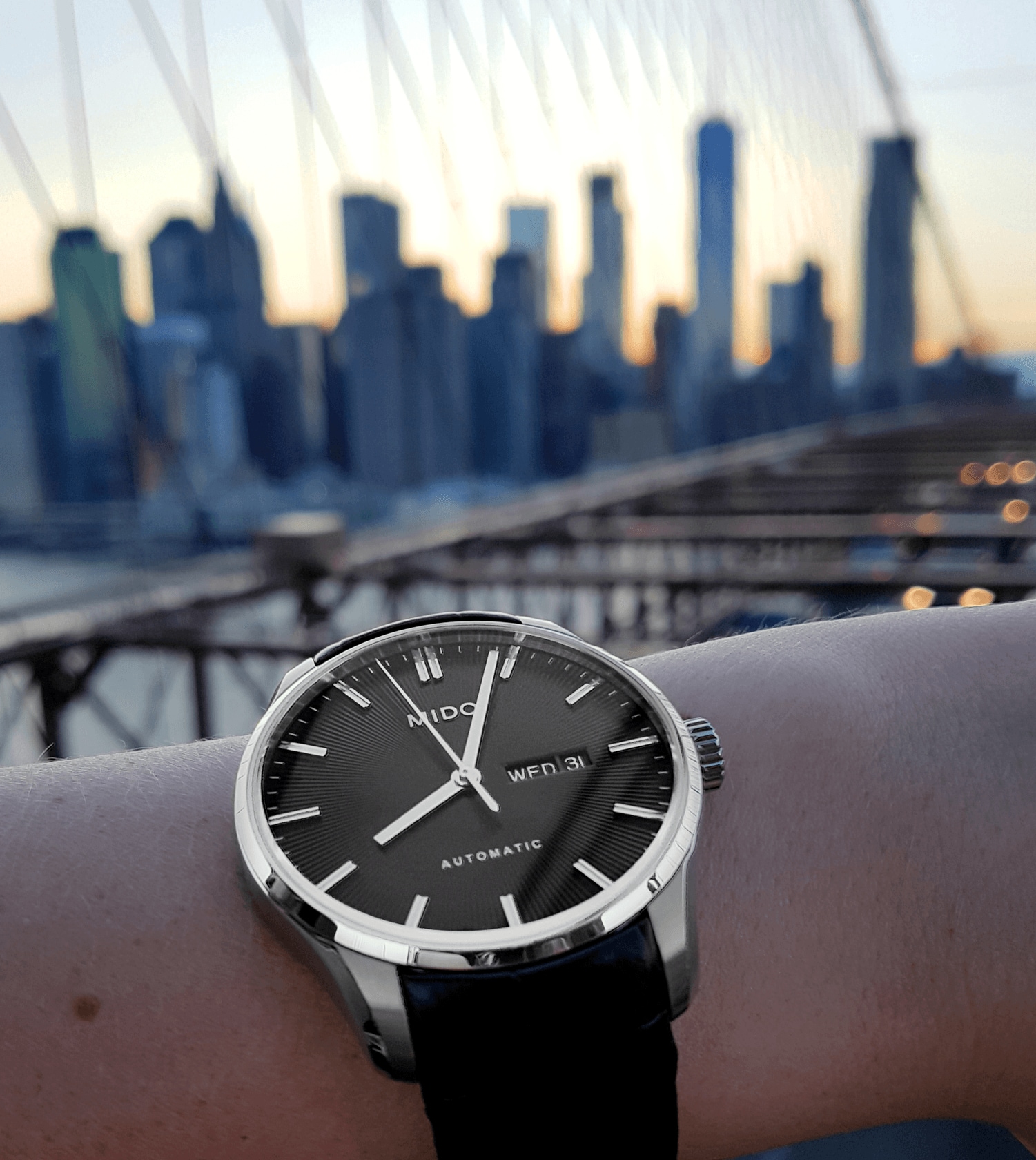 MIDO Belluna Sunray Automatic 42.5mm Silver Stainless Steel Black Leather Strap M024.630.16.051.00 - 3