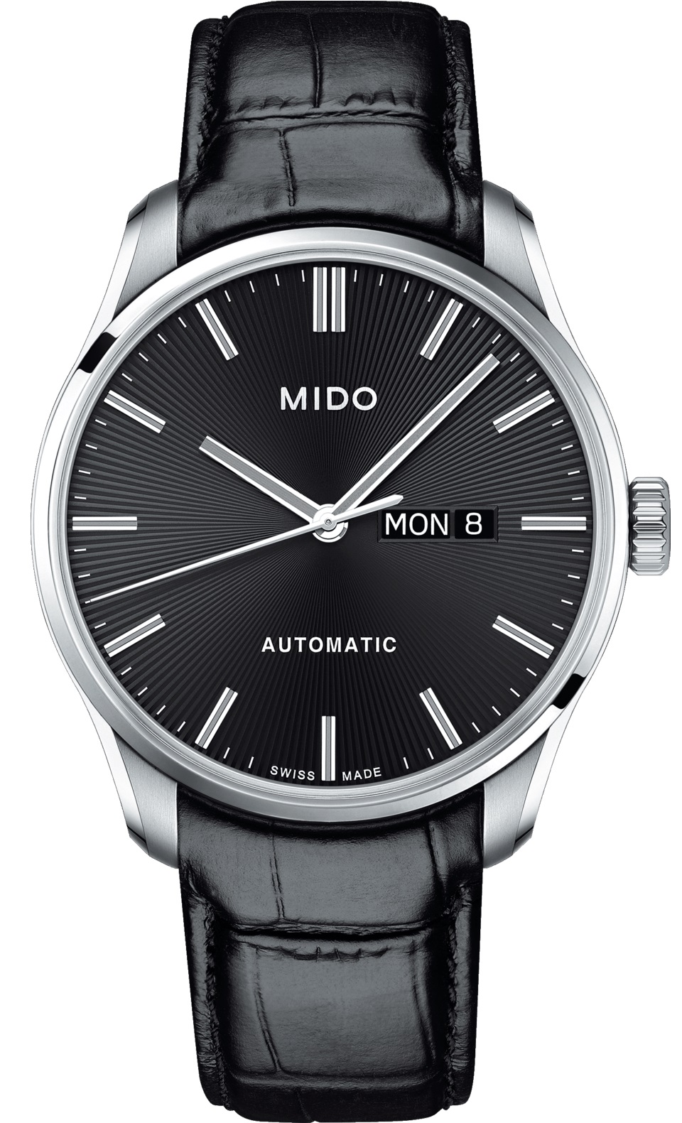 MIDO Belluna Sunray Automatic 42.5mm Silver Stainless Steel Black Leather Strap M024.630.16.051.00 - 
