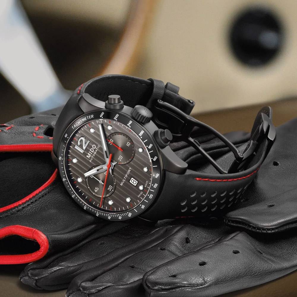 MIDO Multifort Chronograph Automatic 44mm Black Stainless Steel Black Leather Strap M025.627.36.061.00 - 2