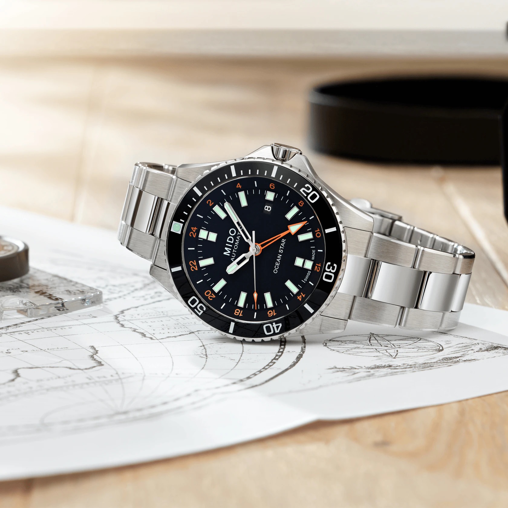 MIDO Ocean Star GMT Black Dial 44mm Silver Stainless Steel Bracelet M026.629.11.051.01 - 5
