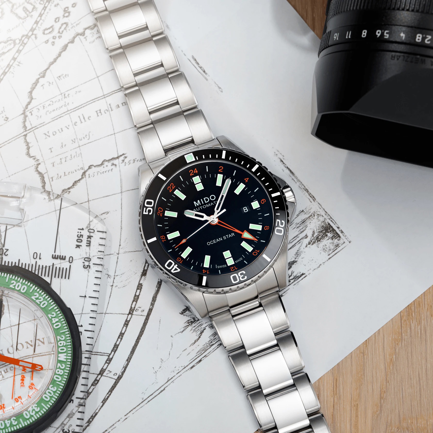 MIDO Ocean Star GMT Black Dial 44mm Silver Stainless Steel Bracelet M026.629.11.051.01 - 6