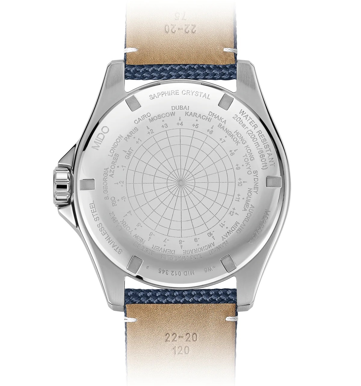 MIDO Ocean Star GMT Black Dial 44mm Silver Stainless Steel Blue Fabric Strap M026.629.17.051.00 - 